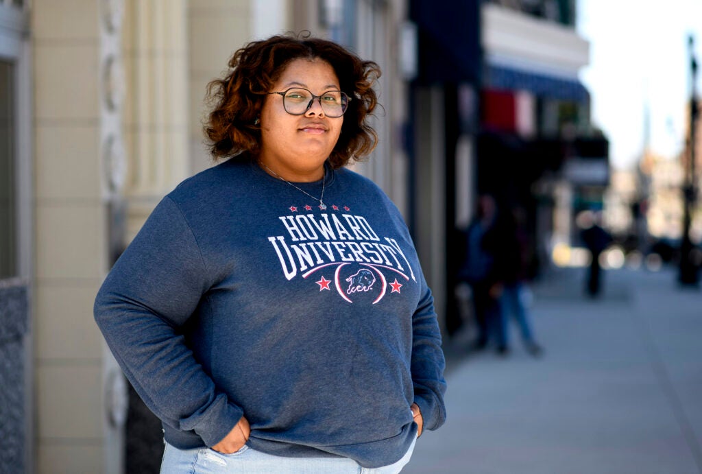 Dionna Brown, the National Director of Youth Environmental Justice Policy at Young, Gifted, and Green in downtown Flint, Michigan. (Brittany Greeson for Earthjustice)